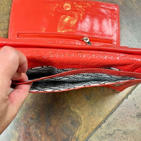 Hobo International Patent Leather Coral Clutch Wallet Purse - Picture 7 of 11